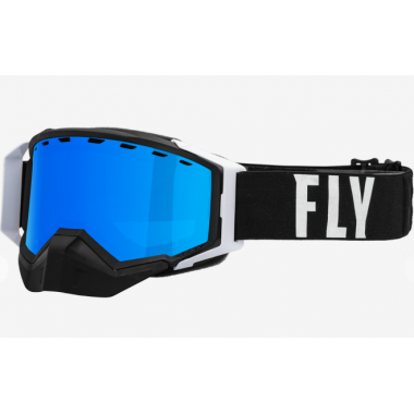 Маска FLY RACING ZONE PRO SNOW GOGGLE BLK/WHITE W/ BLUE MIR/PLRZD SMOKE LENS 37-50337