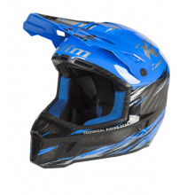 Шлем KLIM F3 Carbon Pro Helmet ECE 2X Thrashed Electric Blue Lemonade - Metallic Silver 3794-000-160