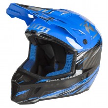 Шлем KLIM F3 Carbon Pro Helmet ECE MD Thrashed Electric Blue Lemonade - Metallic Silver 3794-000-130